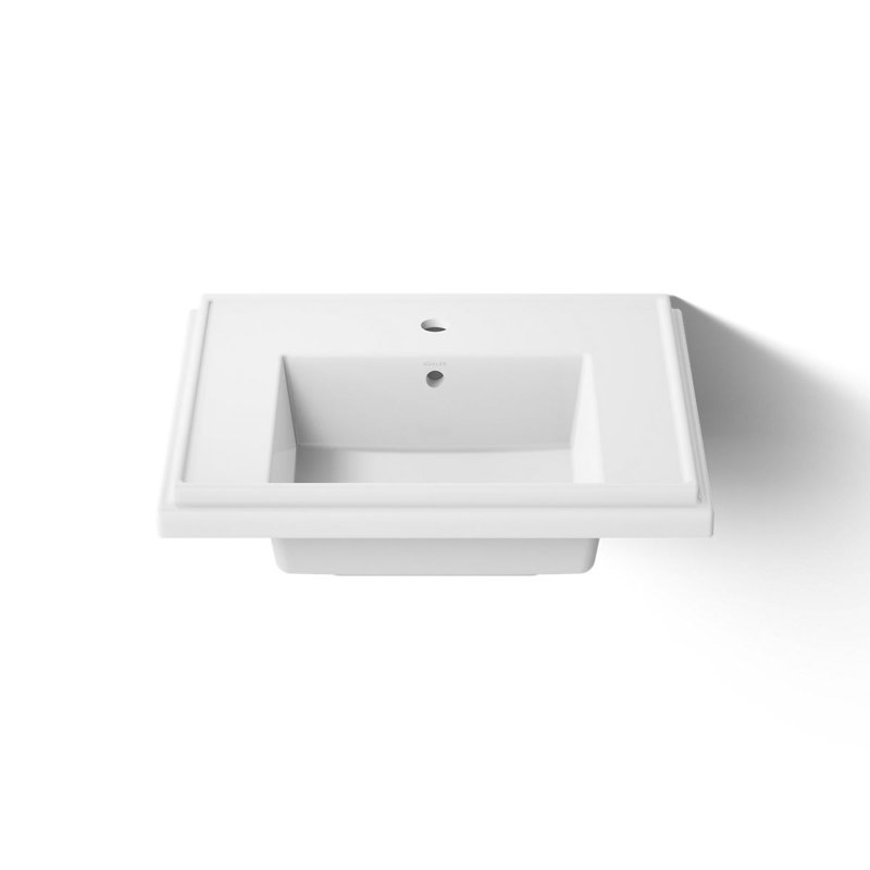 Tresham® Ceramic 24" Pedestal Bathroom Sink with Overflow, Single Hole Faucet, White