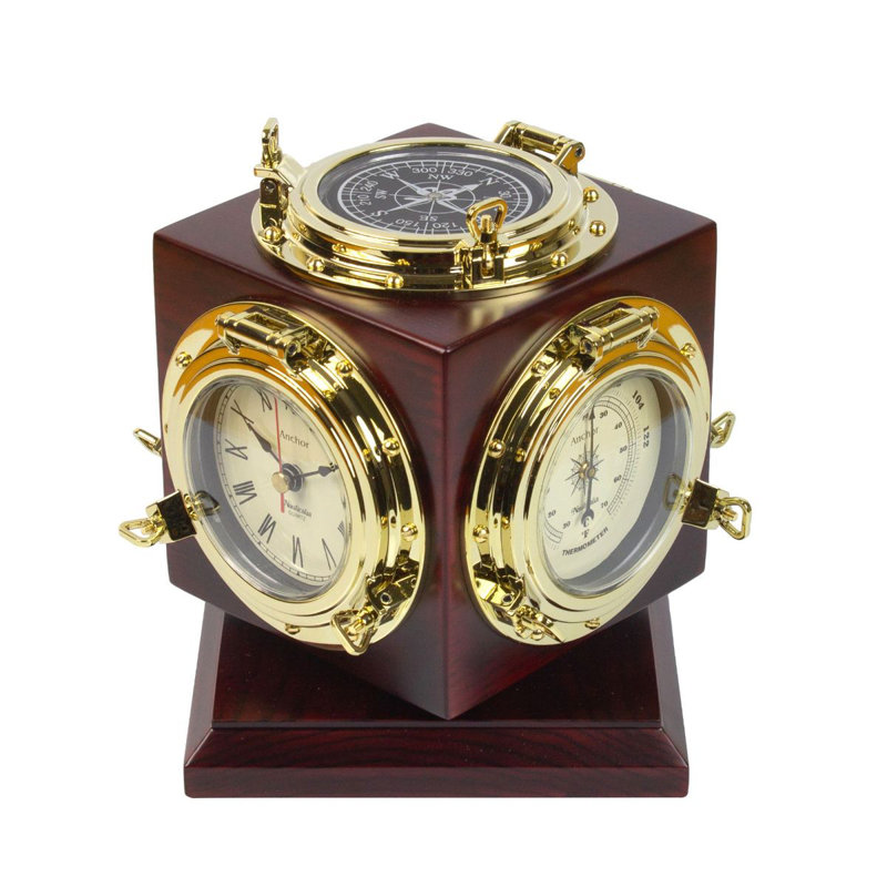 Mousseau Roman Numeral Brass Tabletop Clock Brown