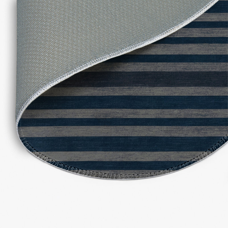 HorizontalStripes Gray Indoor and Outdoor Area Rug, Round 5'