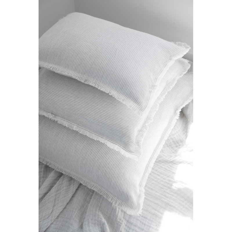 Lumbar Pillow Cover & Insert, Light Gray/White