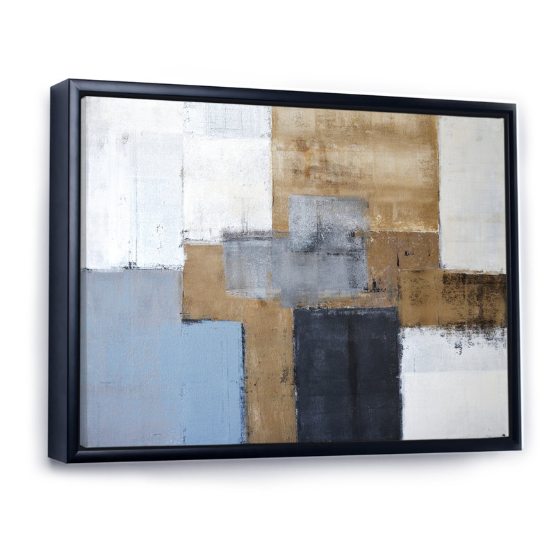 «Gray Meets Brown Abstract Art», reproduction d'art sur toile encadrée, H 24 po x l 36 po x P 1 po