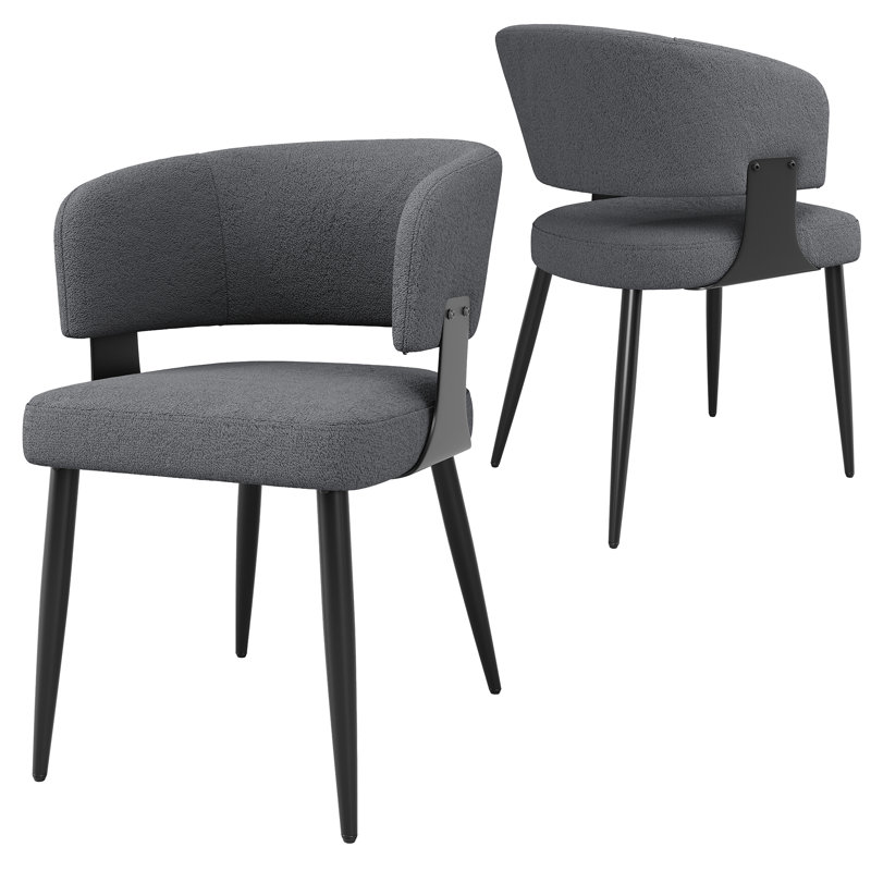 47cm H Metal Full Back Side Chair, Grey