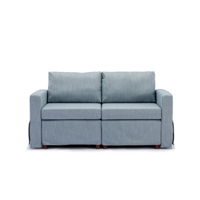 Canapé modulaire moderne à 2 places modulaire, coussin de siège et de dossier amovible et lavable, housse en tissu de lin
