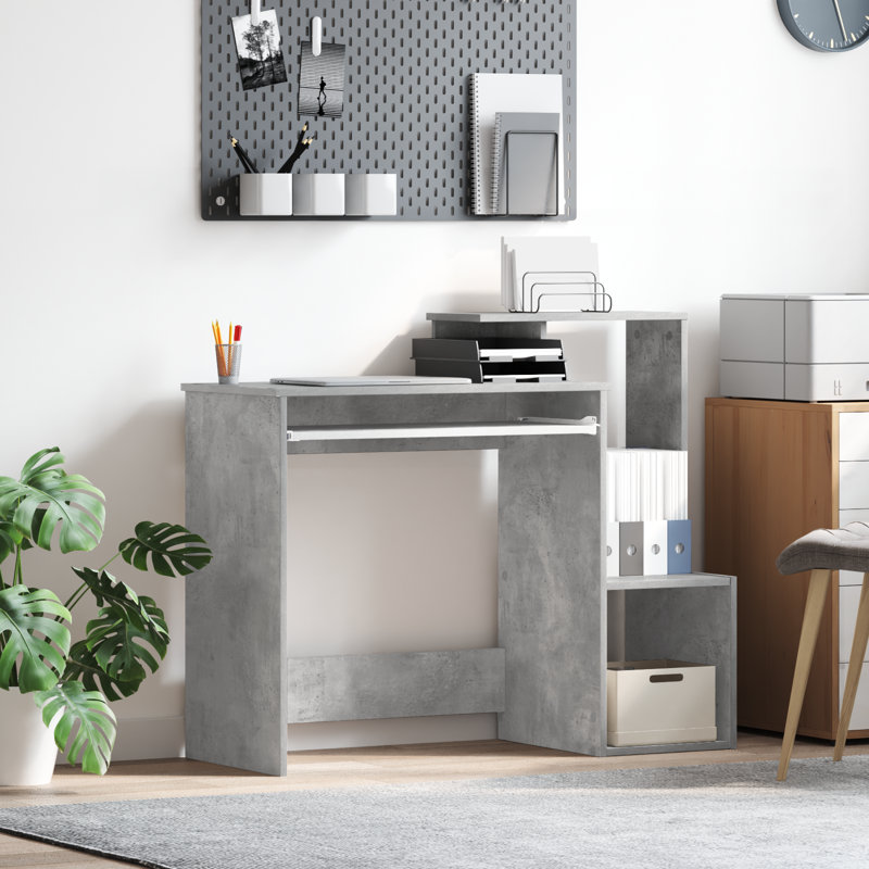 Computer Desk Engineered Wood, MDF Medium, Concrete Grey