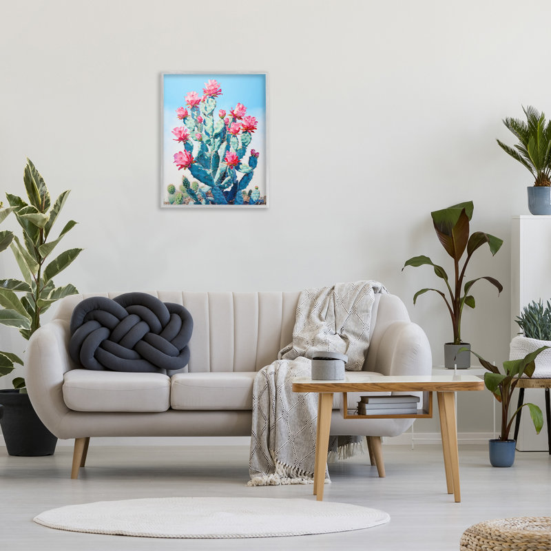 Fleurs de cactus du Sud-Ouest, estampe numérique encadrée par RB, H 30 po x l 24 po, Estampe numérique Farmhouse