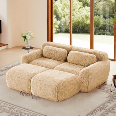 Canapés modulaires modulaires pour canapé, conception antidérapante en tissu moelleux et moelleux, éponge haute densité 32D, conception ergonomique sans assemblage requis, avec coussins décoratifs pour le salon