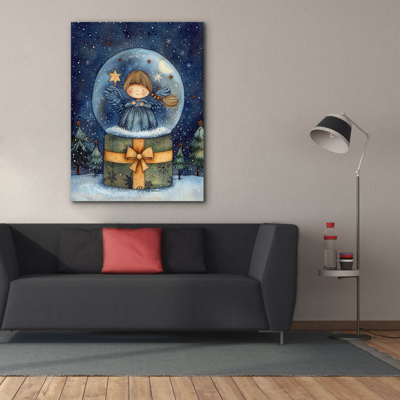 Toile épique Graffiti «Christmas Globe With Blue Angel» par Momart, 40 po x 54 po