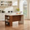 Îlot de cuisine l 61 po avec plateau en faux marbre et prises de courant