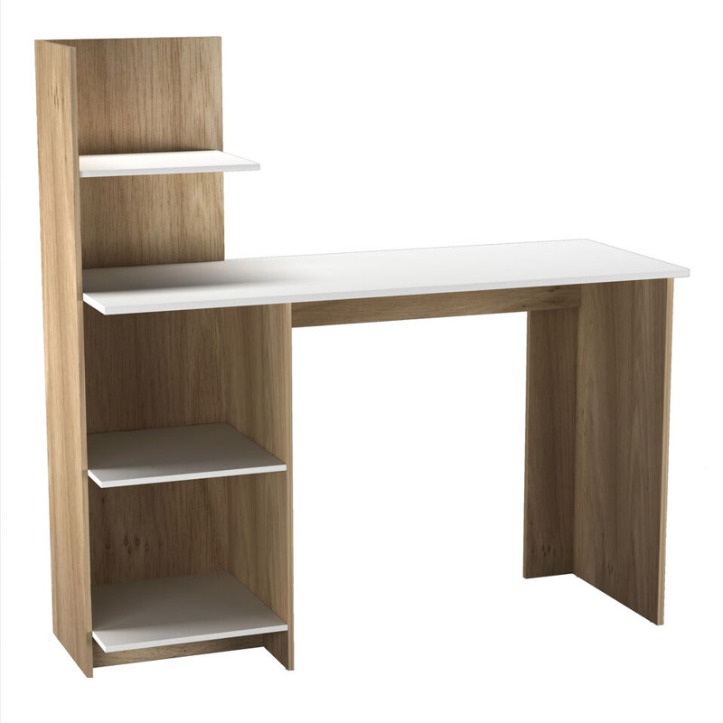 Sevik Solid Wood Computer Desk, Oak/White