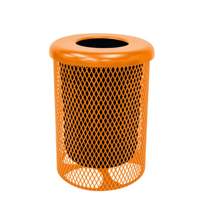 Poubelle d'extérieur Coated Outdoor Furniture de 121 litres (32 gallons), orange, couvercle plat