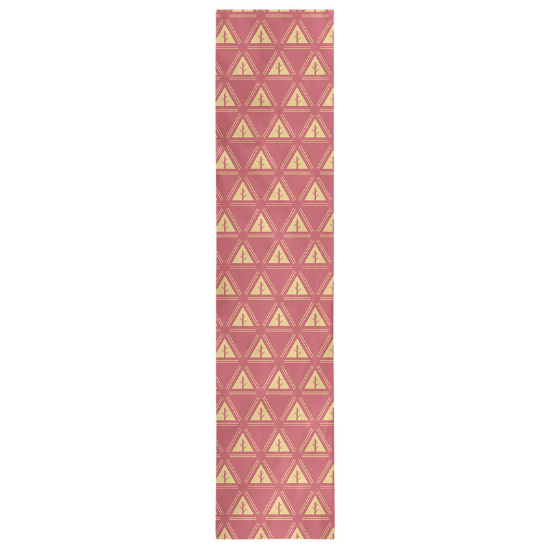 Chemin de table d’arbre minimaliste classic Barbra, 16 po x 90 po, Rouge / doré