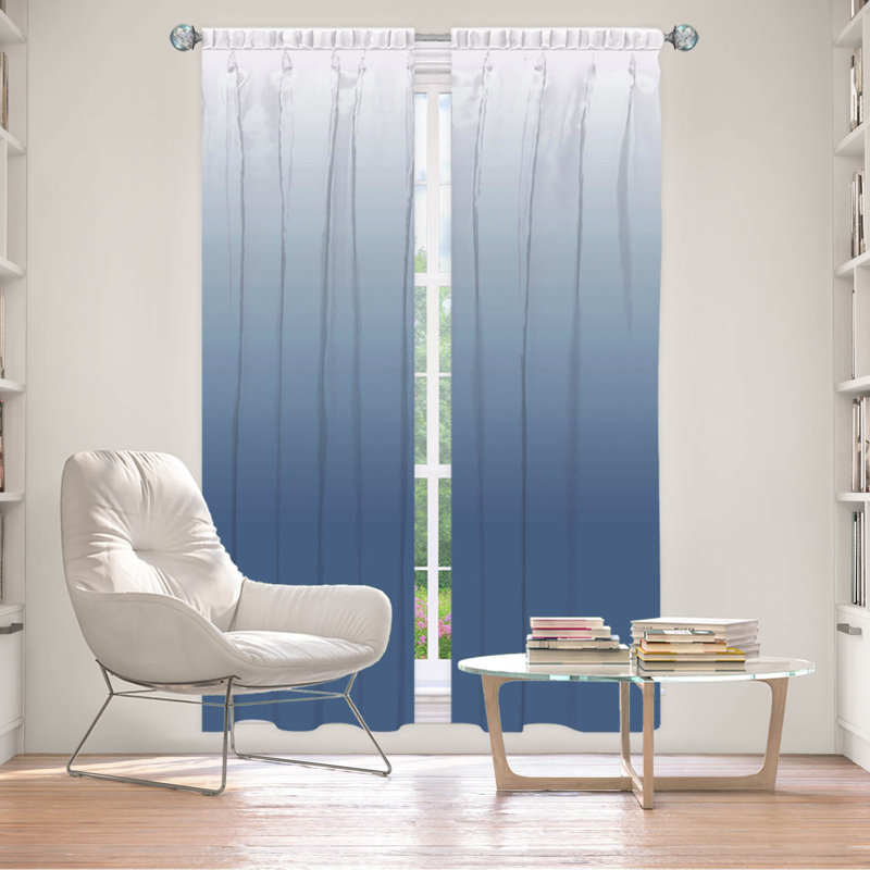 Vandela Room Darkening Curtain Pair, 20" W x 82" L, Navy/Blue/Gray/White