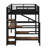 Metal Loft Bed With L-Shaped Desk And USB, Wardrobe And  Shelf, High Loft Bed With LED For Kids Teens Adults-752909193