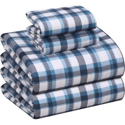 100% Cotton Flannel Sheet Set 4 Piece Warm Cozy Fall Sheets 16 inch Deep Pocket Bed Sheets