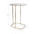 Rectangular Agate-Top Accent End Table with Metal Base for Living Room - Modern Narrow Profile Accent for Sofa Side Styling - White-1744918017