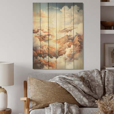 Blanc blanc, nuages, paysage, minimalisme - nuages, art mural sur bois de pin naturel