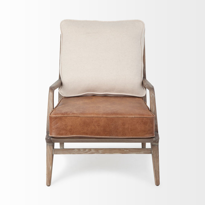  Fauteuil en cuir beige et brun