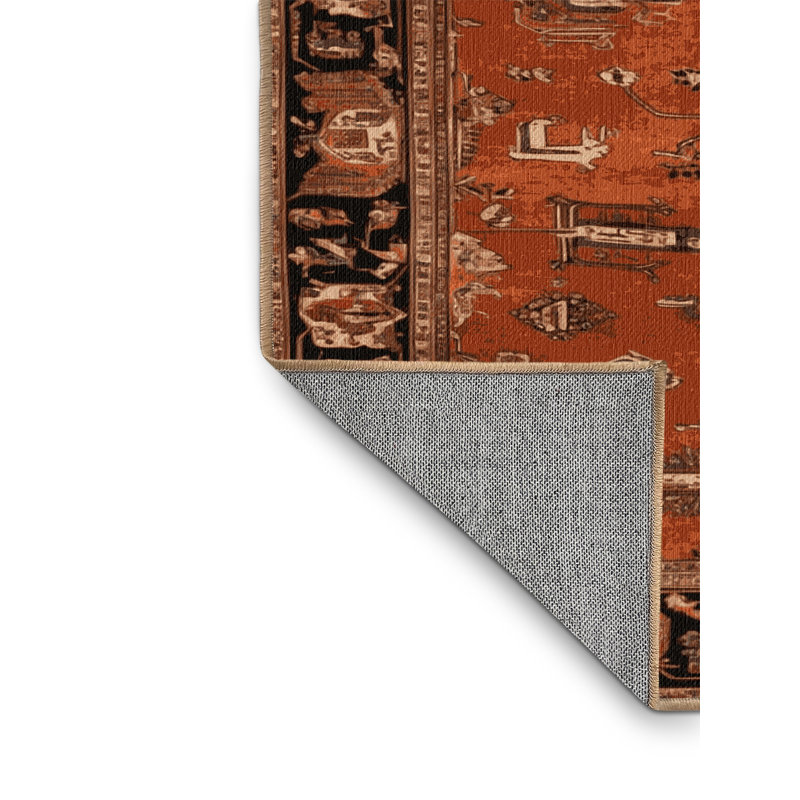 Tapis brun lavable à la machine, Carré 7 pi