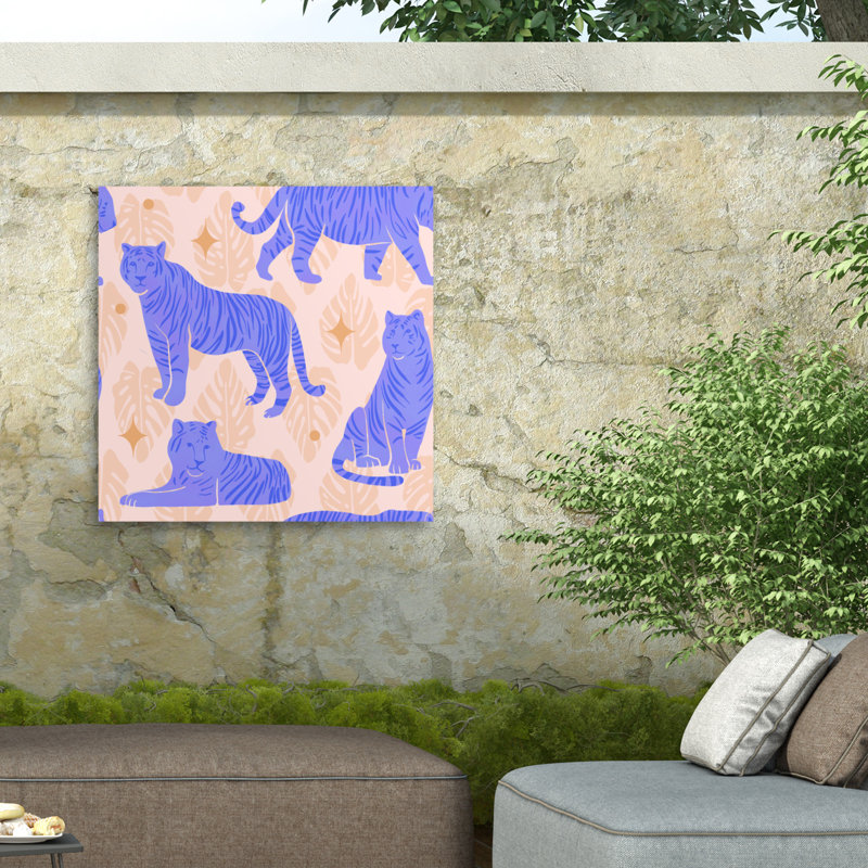 Rachel Hallquist Tigers Blue Outdoor  Canvas, H 14 po x l 14 po