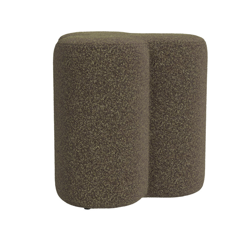 Ace Accent Ottoman With Fun Clover Shape, Pink Chenille, 18 Inch, Dark Brown