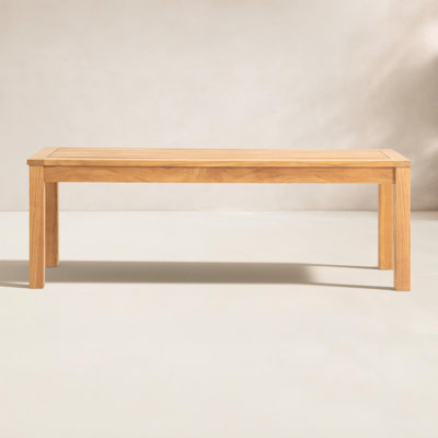 Solid Teak Wood Slatted Outdoor Bench