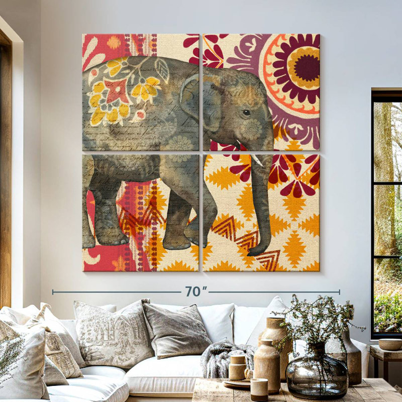 Brampt Caravan Elephant Suzani, 57" H x 57" W