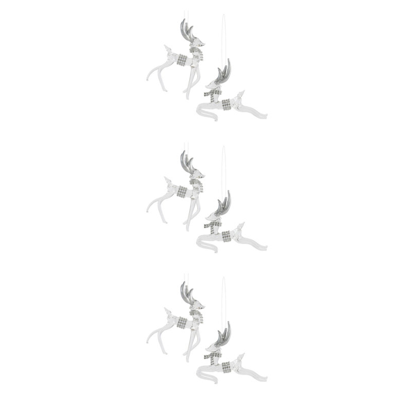 Ensemble d'ornement cerf (ensemble de 6), Argent