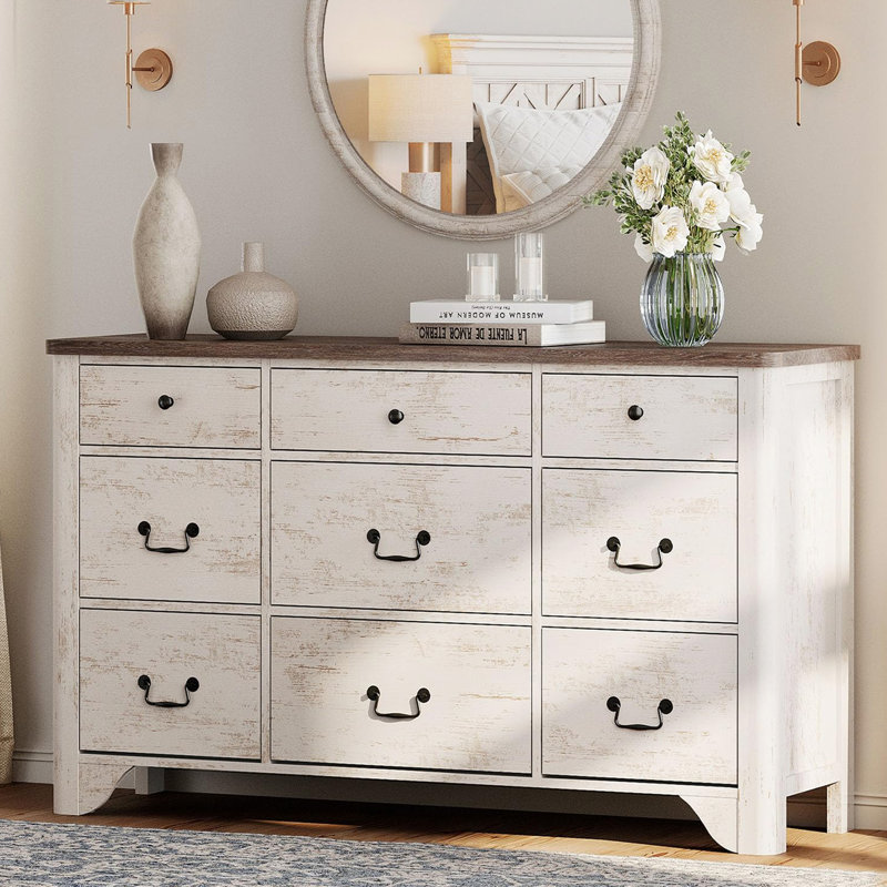 Commode 9 tiroirs Farmhouse, Blanc