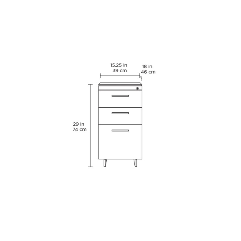 Sequel 20 3 - Drawer File Cabinet, Charcoal Stained Ash/Black