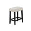 Ensemble trois pièces à hauteur de comptoir avec tabourets et repose-pieds capitonnés, une table avec deux chaises pour la salle à manger
