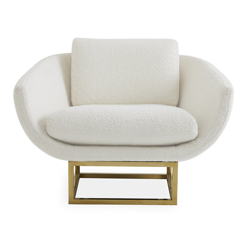 Olympus Ivory Velvet Cushioned Lounge Chair with Manufactured Wood Frame