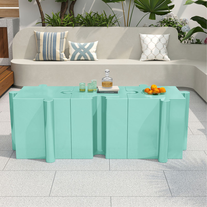 3-Piece Artistic Puzzle Table Set,Modular MGO Side Tables With Interlocking Design (2 Convex & 1 Concave), 200Lb Capacity For Indoor & Outdoor