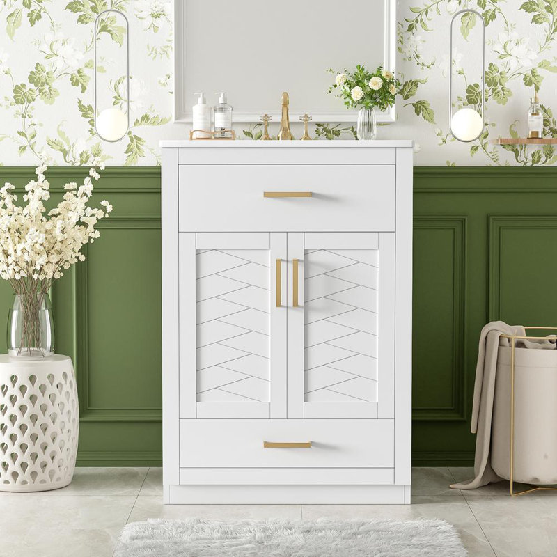 24" Bathroom Vanity with Integrated Ceramic Sink
