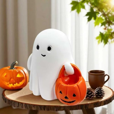 Décoration de fantôme d'Halloween, figurine de fantôme de citrouille mignonne pour la décoration d'Halloween à l'intérieur, statue de fantôme en résine pour les centres de table, Spooky Home Decor