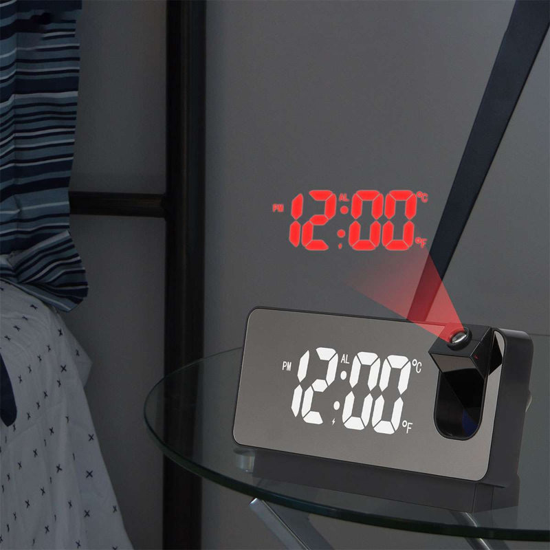 Dugal Digital Electric Tabletop Clock with Alarm, Black