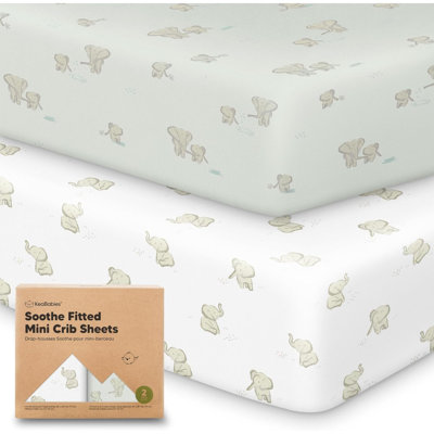 Ensemble de 2 mini-draps pour lit de bébé - Draps et matelas de jeu pour matelas, coton biologique, literie de parc douce et respirante, housse de lit pour tout-petit neutre