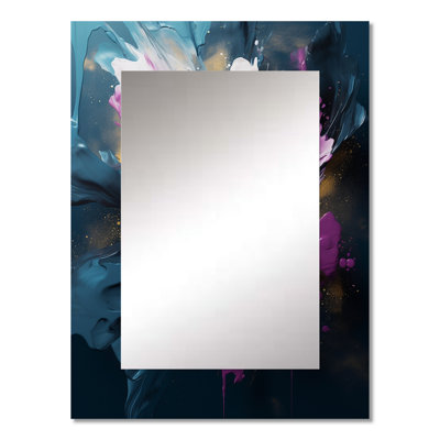 Purple And Blue Realities On Canvas I - Abstract Painting Unique Mirror, Modern Large Wall Mirror, Printed Metal Art