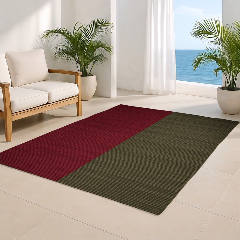 Tapis intérieur / extérieur rouge HorizontalStripes, Rectangle 4pi x 6 pi