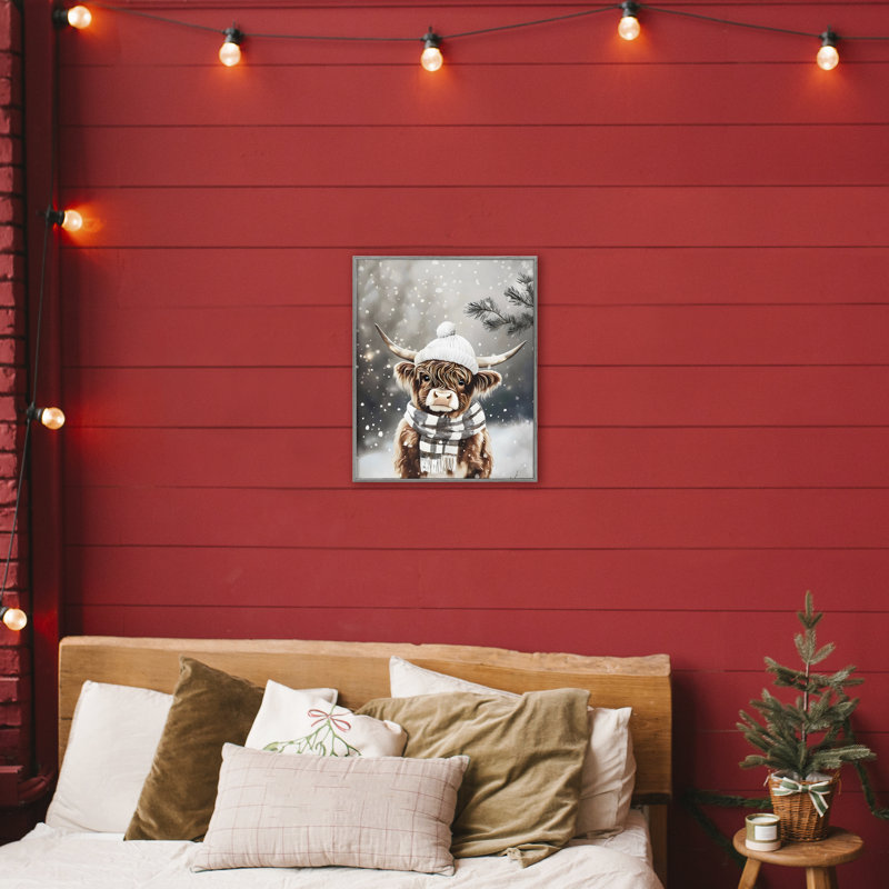 Cozy Winter Highland Calf, estampe numérique, design par Arlington Prints, H 20 po x l 16 po, Estampe numérique Farmhouse