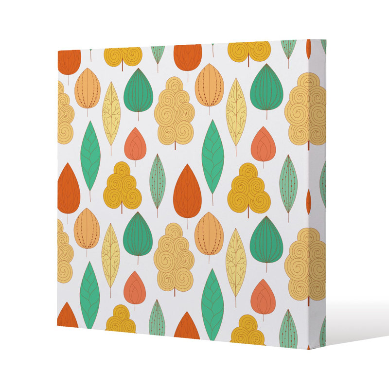 Decorative Leaves Slim Style Canvas Print, 15mm Slim Real wood., 20 cm H x 20 cm W