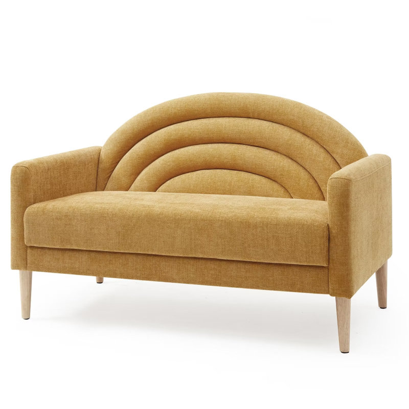3 Seater Loveseat, Yellow Polyester, 80cm H x 126cm W x 78cm D