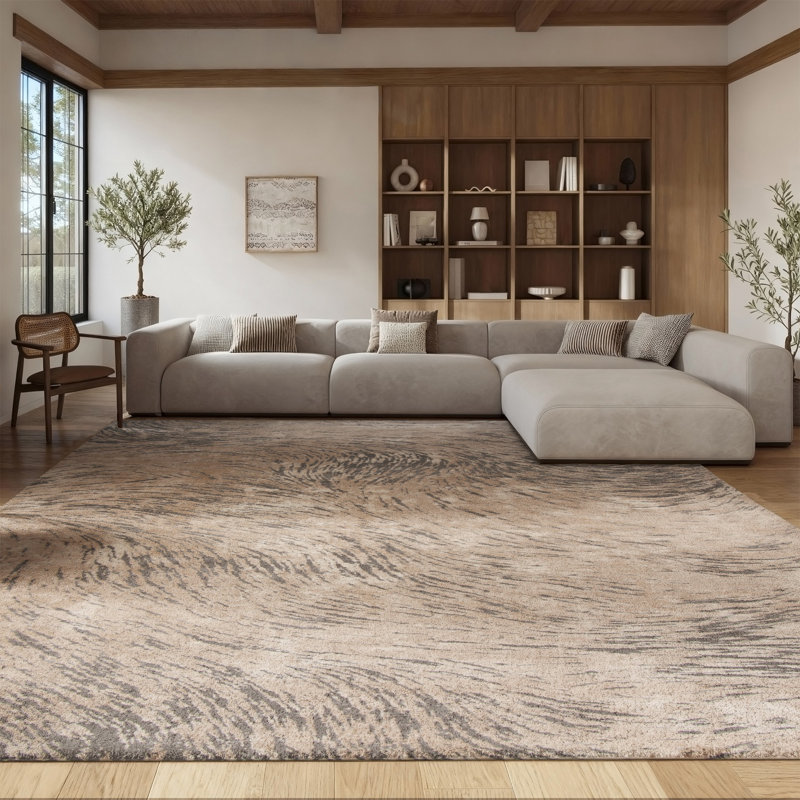 Tapis ivoire / gris Wendi, Rectangle 8 pi x 10 pi