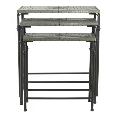 Set Of 3 The Gilbert Nesting Tables Metal Plant Stand, L:24X14X26" M:21.5X11.5X23" S:19X9X20"