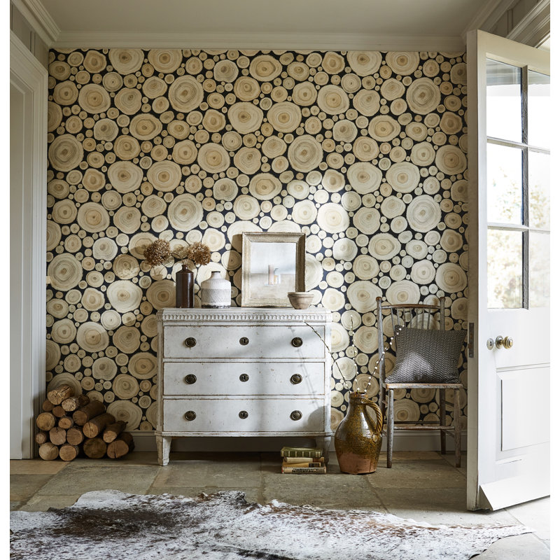 Alnwick Logs Wallpaper, Lacquer Black