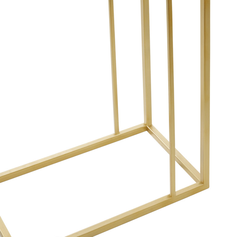 Metal side table with transparent glass top