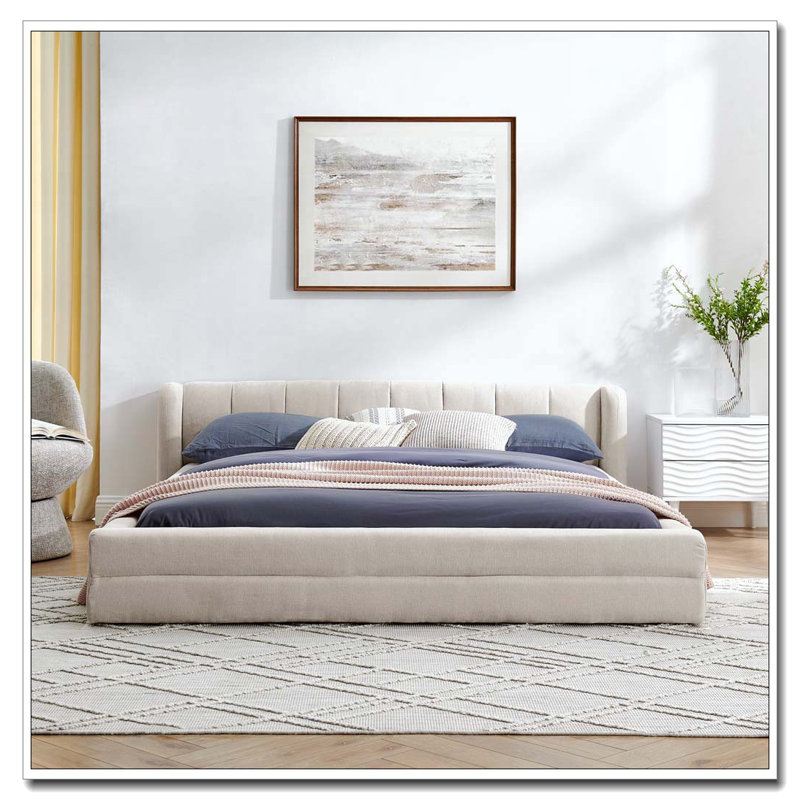 Structure de lit en chenille avec tissu épais, Beige