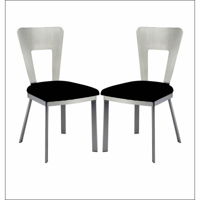 Set of 2 Microfiber and Metal Side Chairs in Silver, Combining Comfort, Flexibility, and Modern Aesthetic for Any Gathering