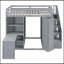 Lit mezzanine double avec garde-robe, bureau et tablettes-2070893867