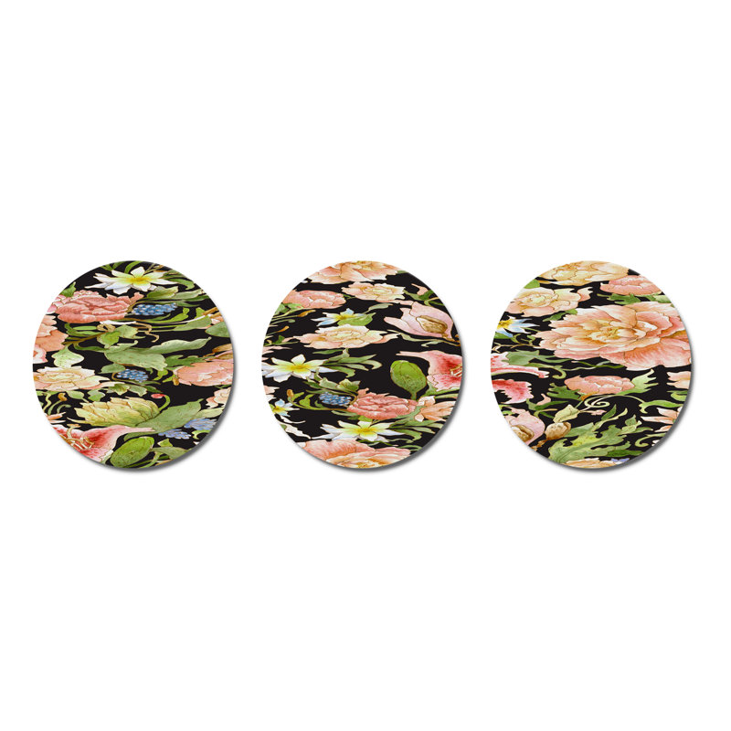 Ensemble de 3 fleurs murales aquarelles