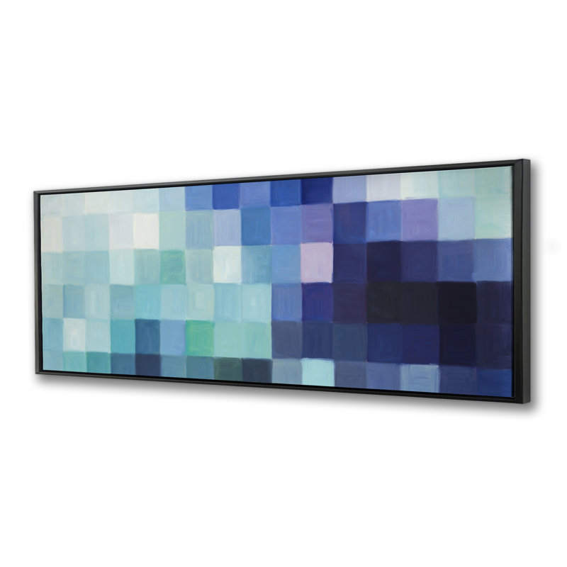 Pixelized Landscape - Toile encadrée turquoise pour la décoration intérieure
